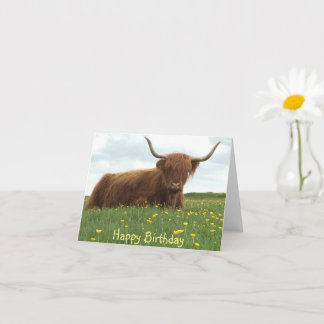 Highland Cow Meadow Birthday Card Karte