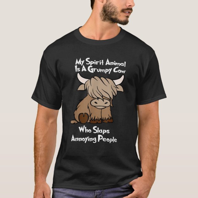Highland Cow mein Geisttier ist eine gruselige Kuh T-Shirt (Vorderseite)