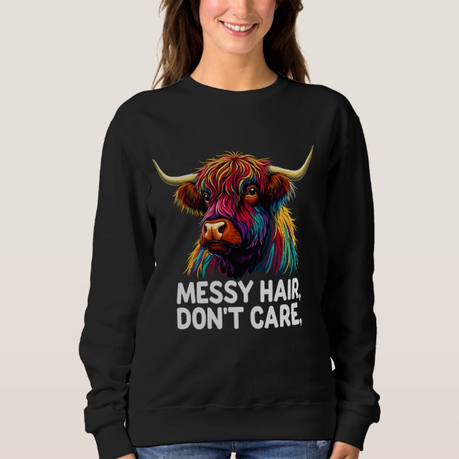 Highland Cow Messy Hair Colourful Sweatshirt (Vorderseite)