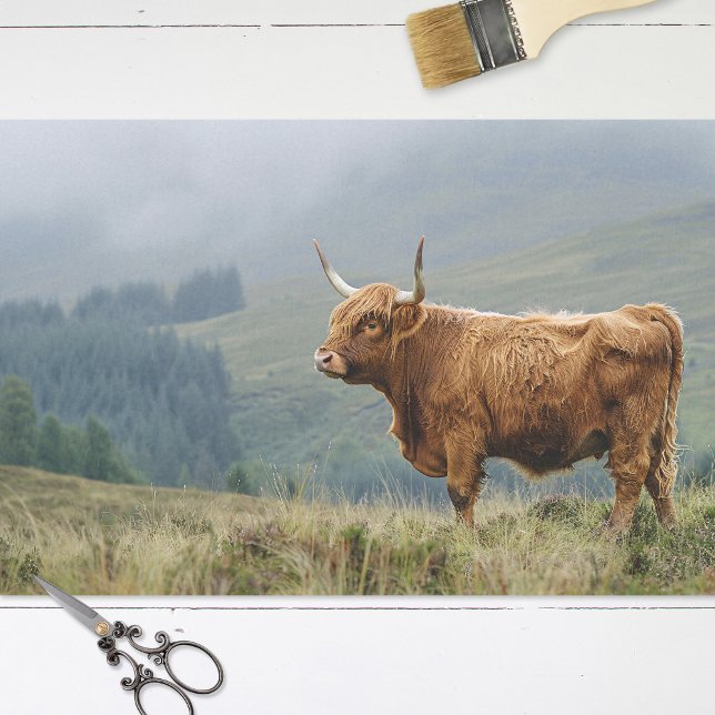 Highland Cow Misty Morning Decoupage Seidenpapier (Von Creator hochgeladen)