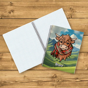 Highland Cow mit Bruce Tartan Scarf Notizbuch