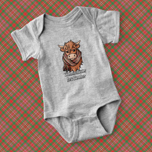 Highland Cow mit MacAlister Tartan Scarf Baby Strampler