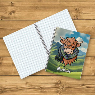 Highland Cow mit MacInnes Tartan Scarf Notizbuch