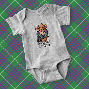 Highland Cow mit MacIntyre Tartan Scarf Baby Strampler