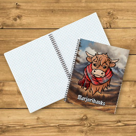 Highland Cow mit Marjoribanks Tartan Scarf Notizbuch