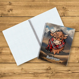 Highland Cow mit Rob Roy MacGregor Tartan Scarf Notizbuch