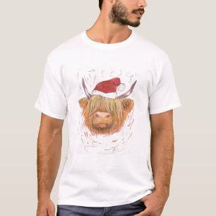 Highland Cow mit Weihnachten T-Shirt