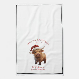 Highland Cow Moo-ey Weihnachtsküche Handtuch