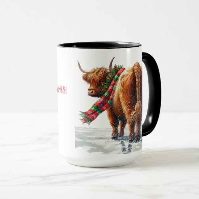 Highland Cow "Moo-ry Christmas" Coffee Tasse Cup (VorderseiteRechts)