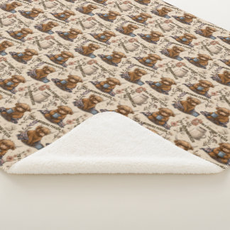 Highland Cow Morning Coffee Cozy Farmhouse Pattern Sherpadecke