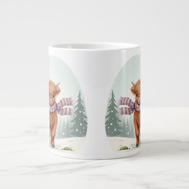 Highland Cow Mug, Cute Animal Art, Farm Animal Gif Jumbo-Tasse (Vorderseite)