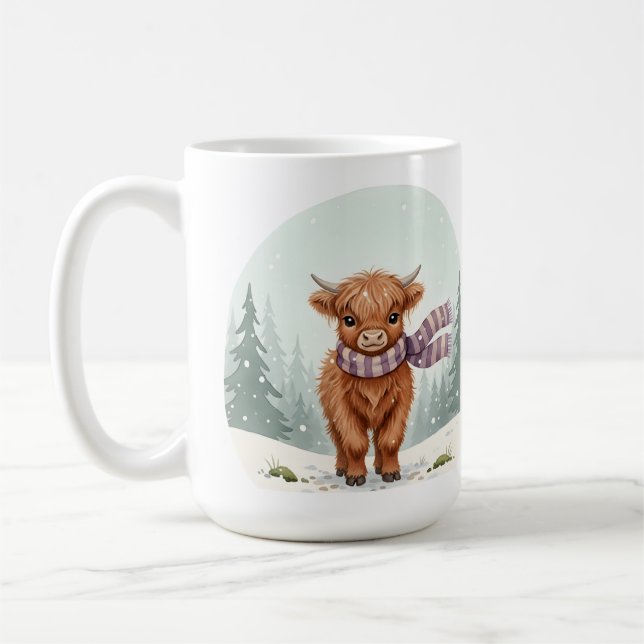 Highland Cow Mug, Cute Animal Art, Farm Animal Gif Kaffeetasse (Links)