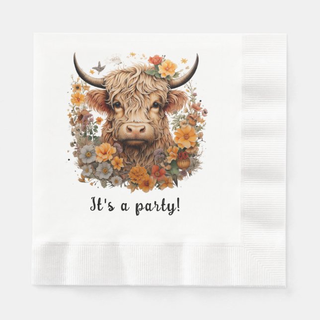 Highland Cow Napkin, Geburtstag, Duschen Napkin Serviette (Vorderseite)