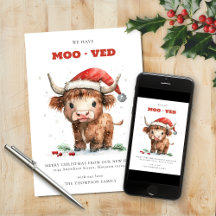 Highland Cow neue Zuhause-Adresse Frohe Weihnachte
