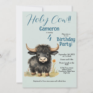 Highland Cow Neutral Birthday Party Einladung