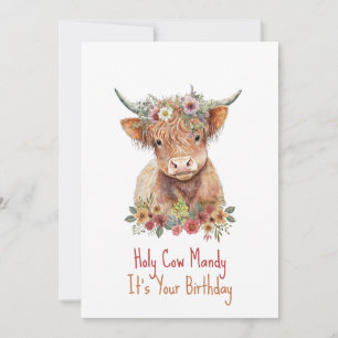 Highland Cow Niedlich Floral Geburtstag Einladung