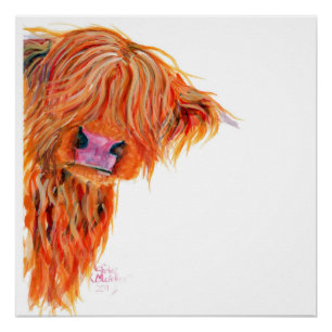 Highland Cow 'Peekaboo' Poster Print