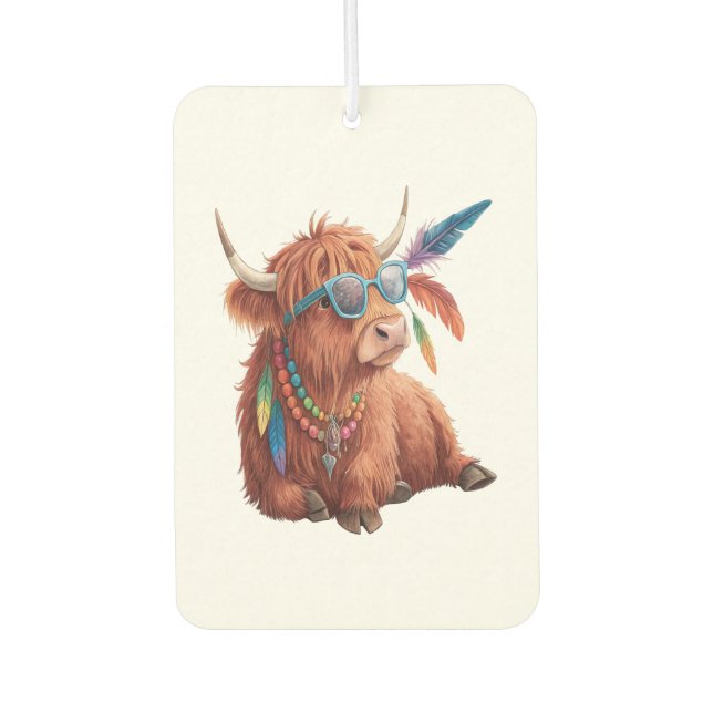 Highland Cow Png, Cool Cow Png, Sunglass Autolufterfrischer (Vorderseite)