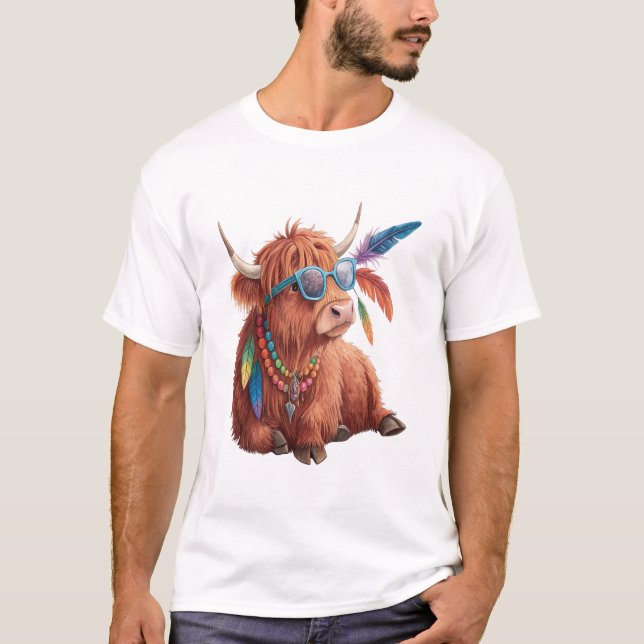 Highland Cow Png, Cool Cow Png, Sunglass T-Shirt (Vorderseite)