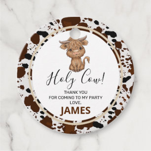 Highland Cow Print Birthday Favor Tag Geschenkanhänger