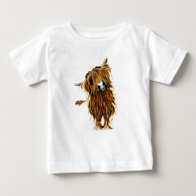 Highland Cow Print T - Shirt ' CoooWeee ' (Vorderseite)