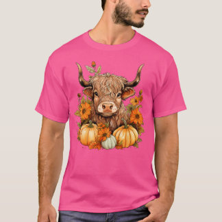 Highland Cow Pumpkins Happy Fall Erntedank Autu T-Shirt