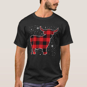 Highland Cow Red Buffalo Karierten Weihnachtsfeier T-Shirt