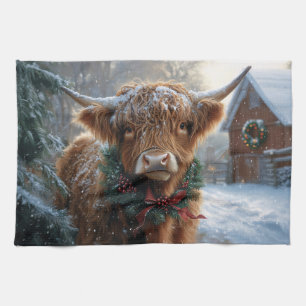 Highland Cow Rustic Barnyard Weihnachten Geschirrtuch