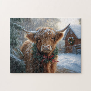 Highland Cow Rustic Barnyard Weihnachten Puzzle