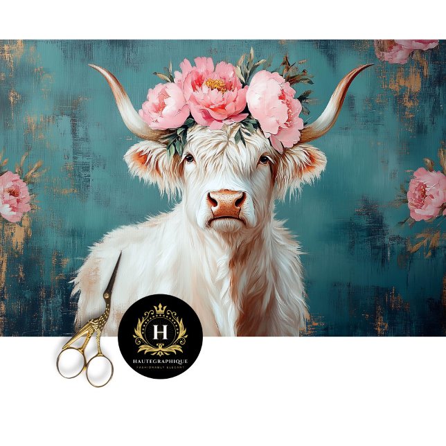 Highland Cow Rustic Boho Bauernhof Decoupage Seidenpapier (Von Creator hochgeladen)