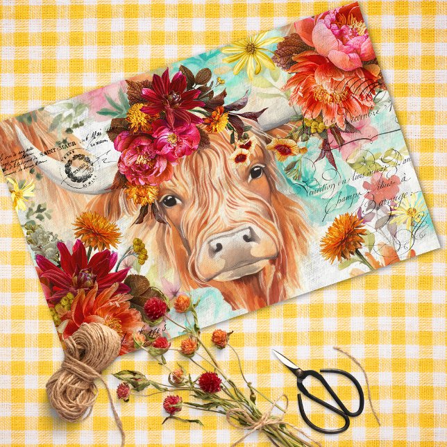Highland Cow Rustic Boho Bauernhof Decoupage Seidenpapier (Von Creator hochgeladen)