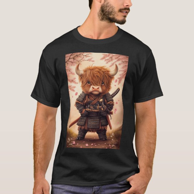 Highland Cow Samurai T-Shirt (Vorderseite)