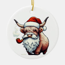 Highland Cow Santa - Funny Rustic Dekoration