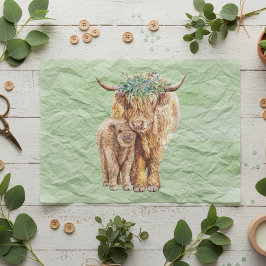 Highland Cow Scotland Mama Baby Eucalyptus Seidenpapier