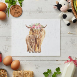 Highland Cow Scotland Pink Mama Baby Calf Seidenpapier