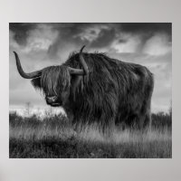 Highland Cow Scotland Rustic Brown Monoton Post