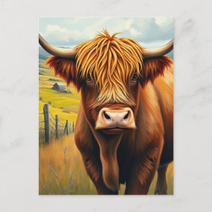 Highland Cow Scotland Rustic Farm Postcard Postkarte