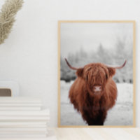 Highland Cow Scotland Rustic Farm Poster