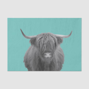 Highland Cow Scotland Rustic Schwarz-weiß Tissue P Seidenpapier