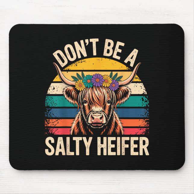 Highland Cow Shirt Funny Men Women  Mousepad (Vorne)