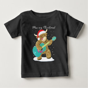 Highland Cow spielt ein fröhliches Weihnachts Melo Baby T-shirt