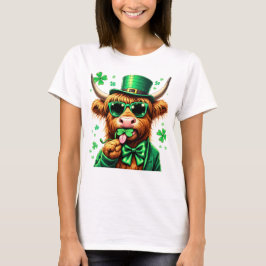 Highland Cow St Patrick's Day, Retro Patricks Day T-Shirt