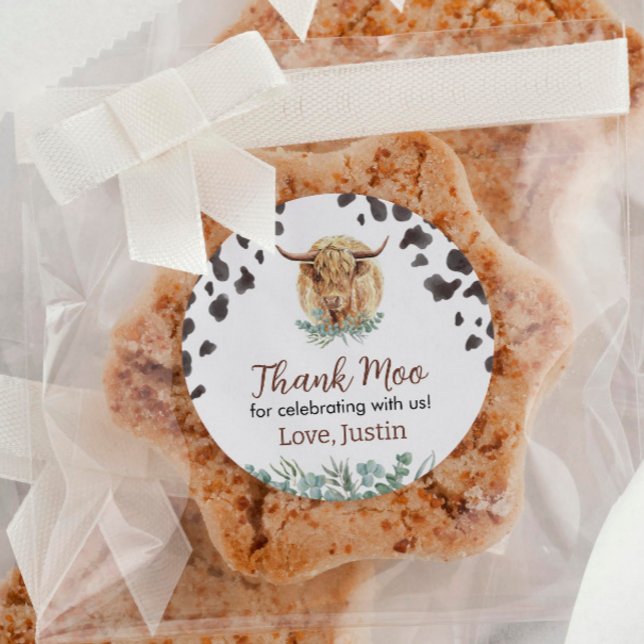 Highland Cow Sticker Labels Birthday Baby Shooter (Von Creator hochgeladen)