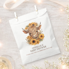 Highland Cow Sunflowers Baby Shower Thank You Geschenktütchen