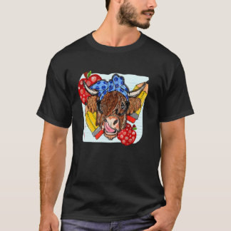 Highland Cow Teacher Western Country Funny Teacher T-Shirt