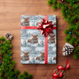Highland Cow Tragen eines Weihnachtsschadens Geschenkpapier