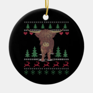 Highland Cow Ugly Christmas Keramik Ornament
