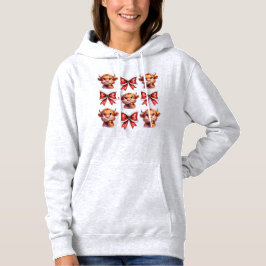 Highland Cow und Christmas Coquette Bow Hoodie