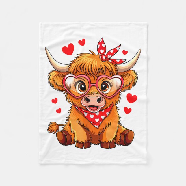 Highland Cow Valentines Day Funny Hearts Valentine Fleecedecke (Vorderseite)