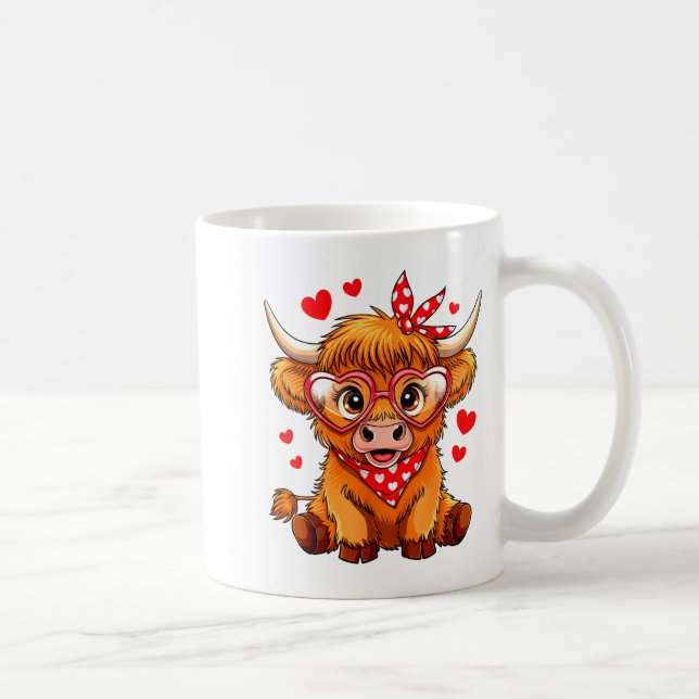 Highland Cow Valentines Day Funny Hearts Valentine Kaffeetasse (Rechts)